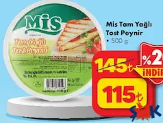 MİS TAM YAĞLI TOST PEYNİRİ 500 G